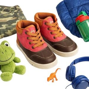 Oomphies Kids Julian Duck Boots Size 7C Pink Brown Camo Faux Leather Waterproof